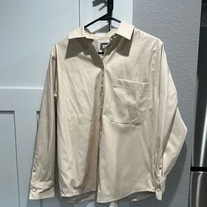Women’s cream faux leather button down top size S